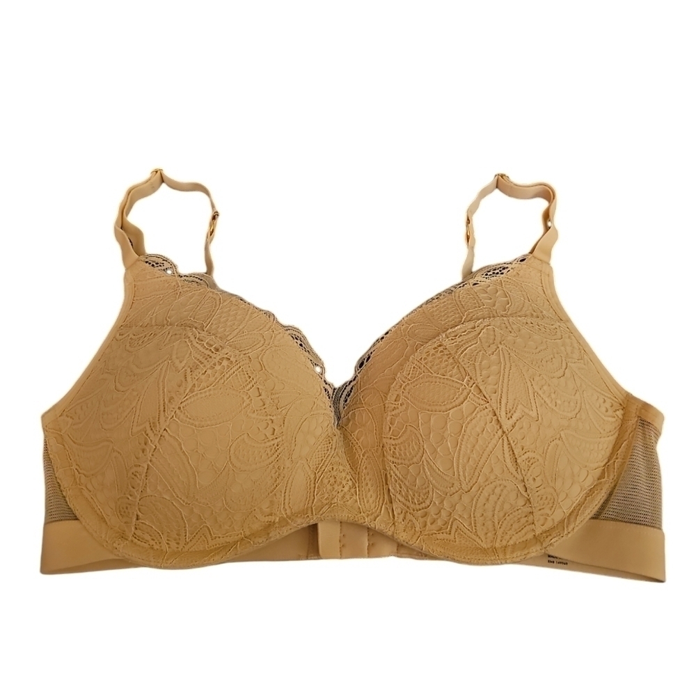 Lively sz 36 D wireless tan nude lace bra new WL278